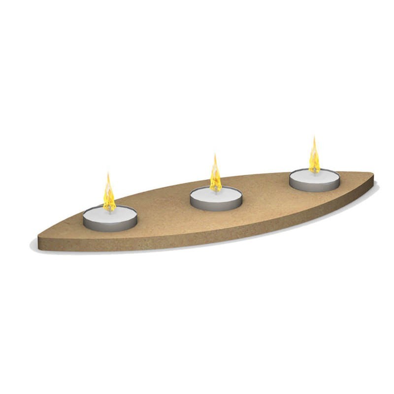 Support 3 bougies chauffe plat ovale en bois à décorer - En stock