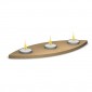 Support 3 bougies chauffe plat forme ovale en bois à décorer
