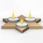 Support 3 bougies chauffe plat forme étoile en bois à décorer