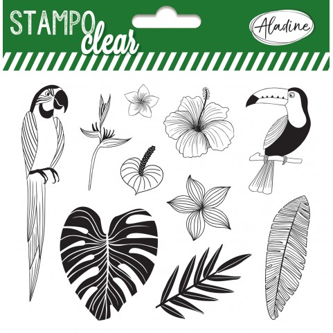 Tampon transparent jungle oiseaux tropicaux - Stampo Bullet Clear