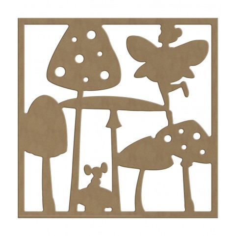 Cadre fée champignons champêtre en bois à décorer