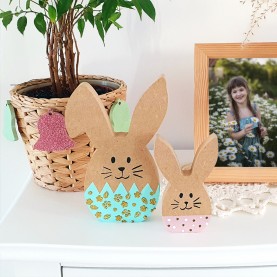 Grand lapin œuf en bois à poser à décorer