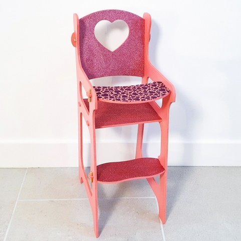 Chaise haute poupée en bois rose Petite Amélie