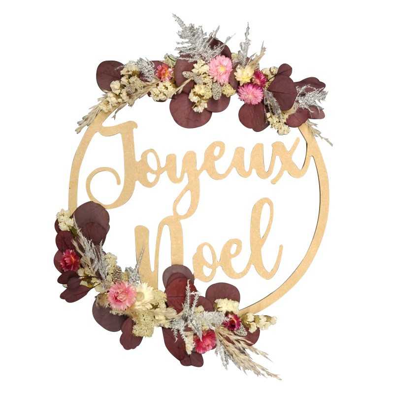 Couronne En Bois "Joyeux Noël" – Diamètre 29 Cm – Déco Murale Naturelle, Fabriquée En France - 5