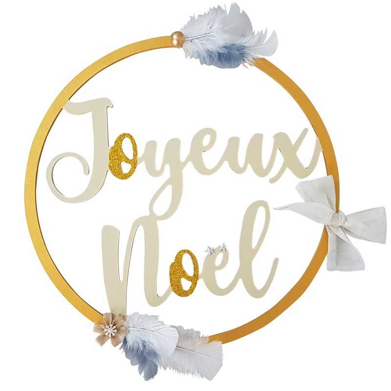 Couronne En Bois "Joyeux Noël" – Diamètre 29 Cm – Déco Murale Naturelle, Fabriquée En France - 4