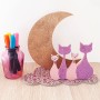 Déco 3D chat lune en bois à décorer
