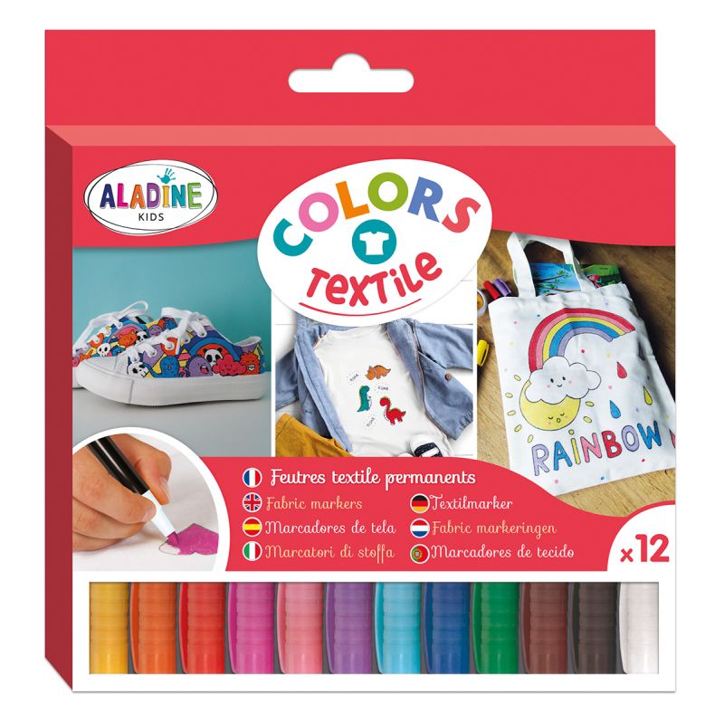 Feutres textile enfant - 12 couleurs