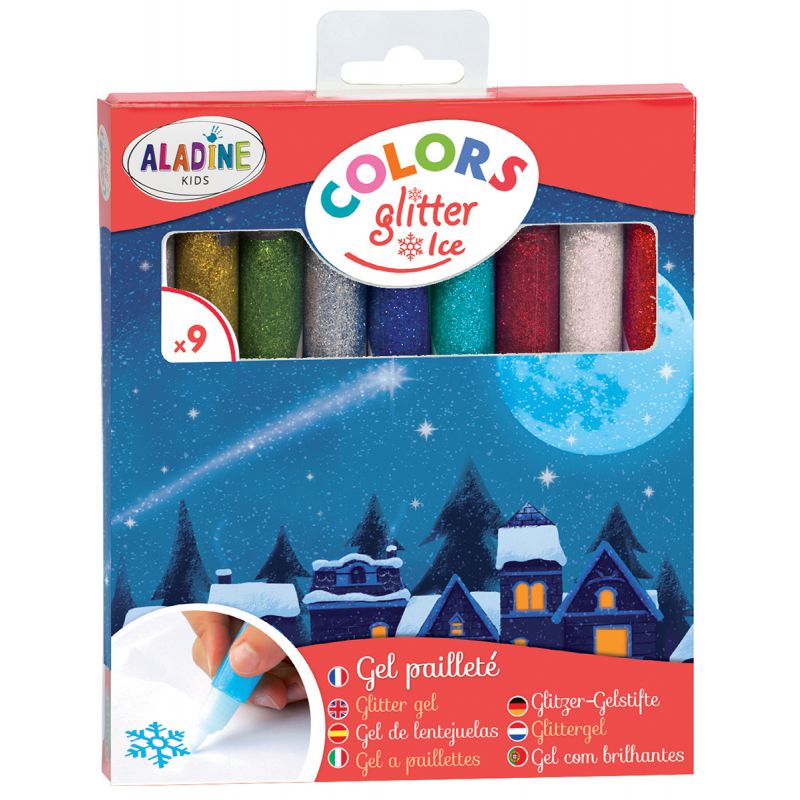 Feutre gel à paillettes confettis grosses paillettes 5 couleurs assorties -  loisirs créatifs - Gibert