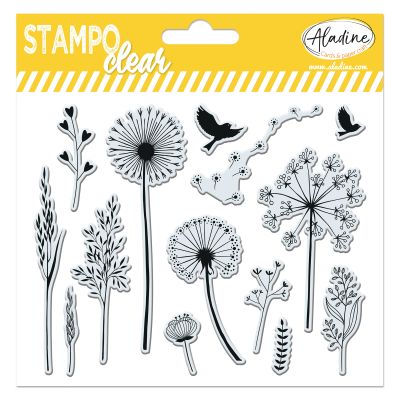 Tampon transparent fleurs graminés - Stampo Bullet Clear