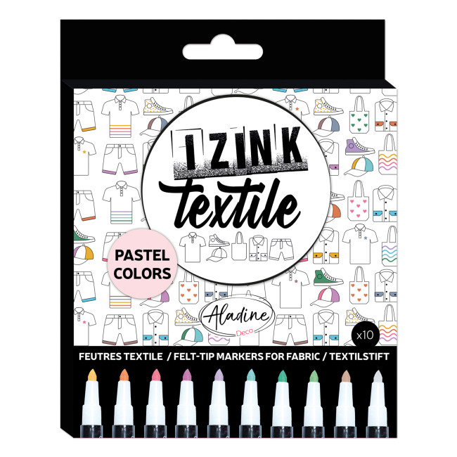 Feutres textile pastels - Pack de 10 - Izink Textile