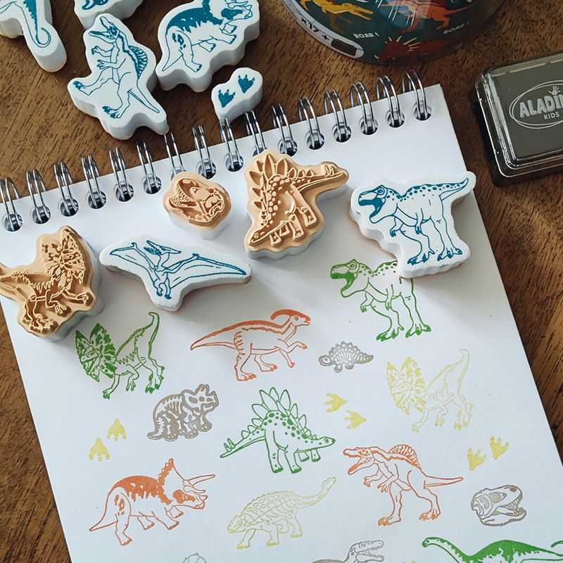 6 Pièces Tampons En Caoutchouc Bois Animaux - Éléphant Lion Dinosaure Hibou Pour Scrapbooking Enfants