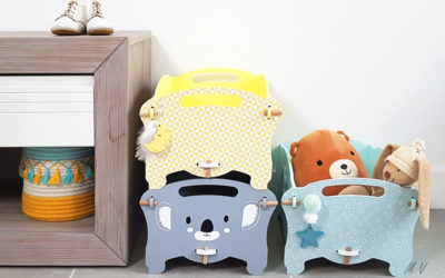 Belle boite de rangement jouet en bois pour une chambre sur le thème : pastel koala !