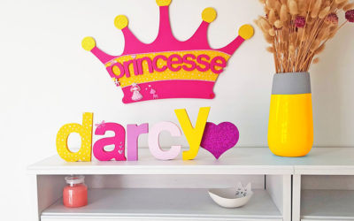 Une déco de princesse et prénom avec lettre en bois à customiser !