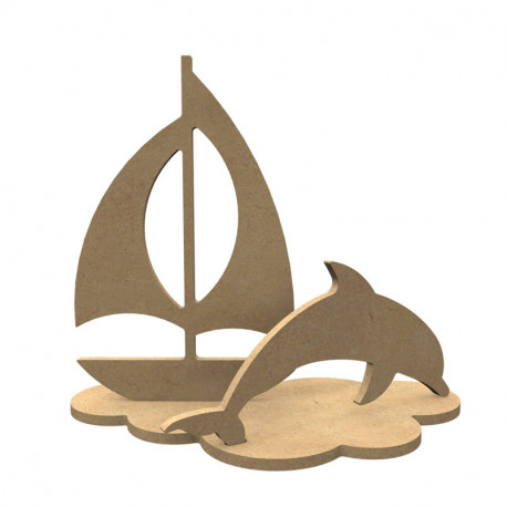 bateau dauphin en bois à decorer
