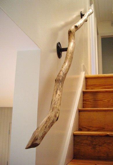rampe d'escalier en bois flotté