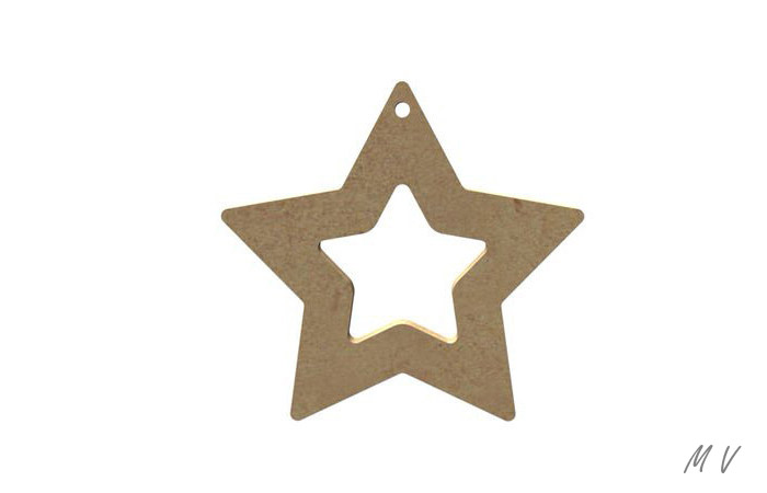 petite étoile percée ajourée bois à personnaliser gomille noël créatif jolie étoile en bois à peindre